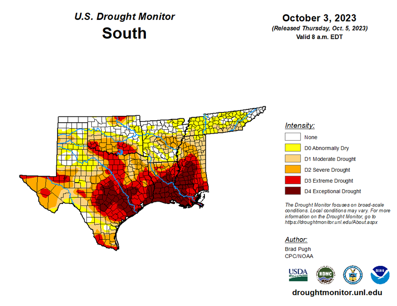 \U.S Drought Monitor for the Southern Climate Region, Valid October 3rd