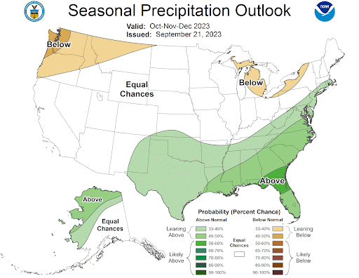 Map of the CPC Seasonal Precipitation Outlook