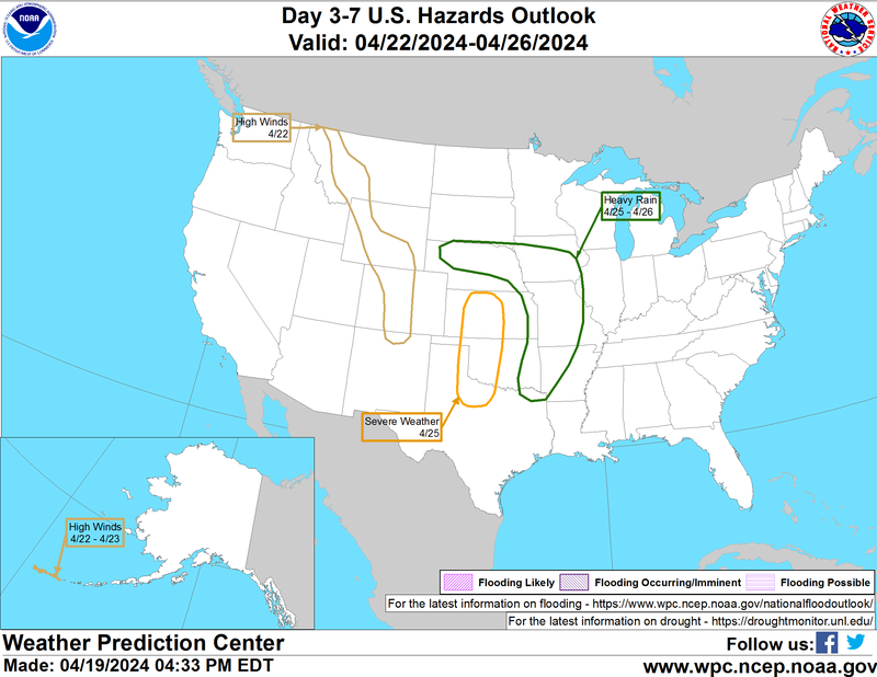 Weather Prediction Center&#x27;s Day 3-7 U.S. Hazards Map