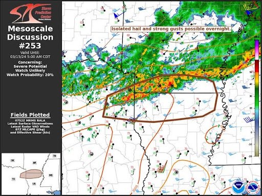 Mesoscale Discussion depicting squall line