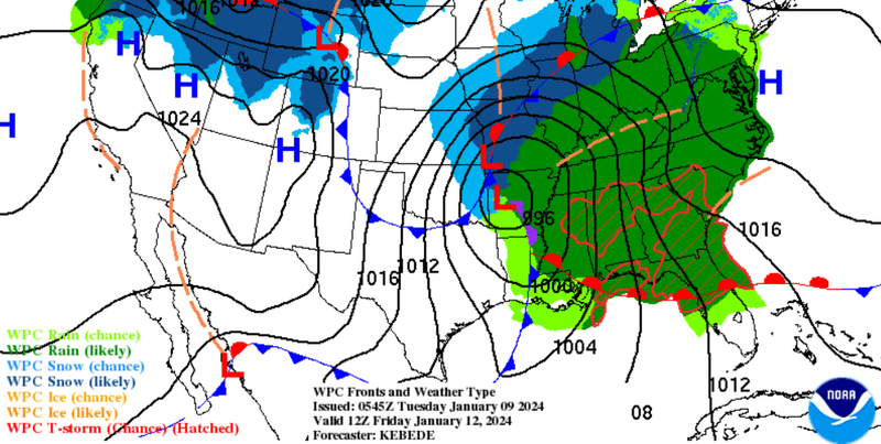 Forecast surface analysis for Friday